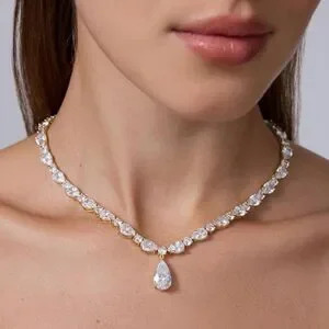 New?14k Gold Plated Cubic Zirconia Tennis Necklace